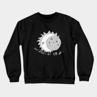 Total Solar Eclipse April 2024 Black & White Cute Moon and Sun Crewneck Sweatshirt